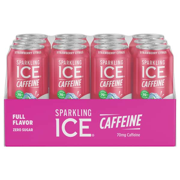 Sparkling Ice +Caffeine, Strawberry Citrus Flavored Sparkling