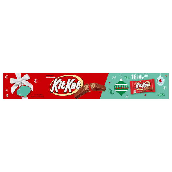 (⋆ᴗ͈ˬᴗ͈)” KIT KAT Milk Chocolate Wafer, Christmas Candy Packs, 1.5 oz (18