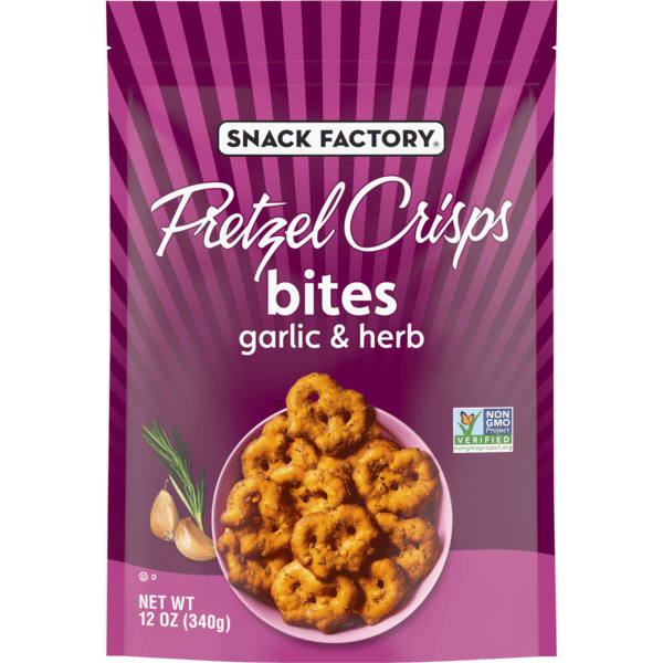 Snack Factory Pretzel Crisps Bites, Garlic & Herb | Hy-Vee Aisles
