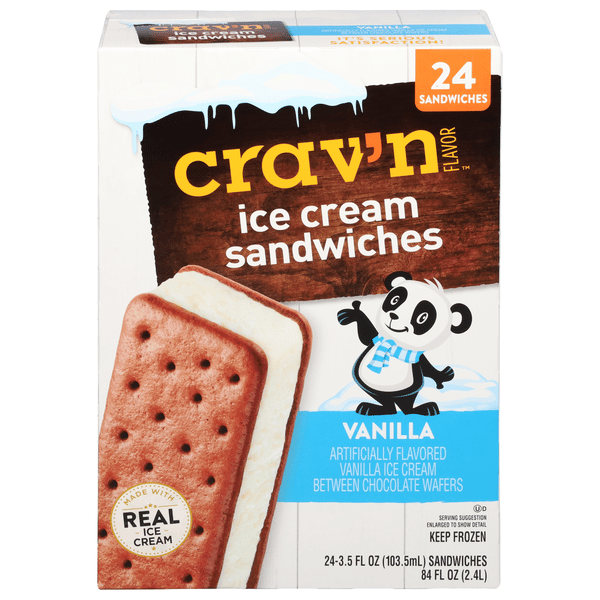 Crav'n Flavor Ice Cream Sandwiches, Vanilla 24-3.5 fl oz | Hy-Vee