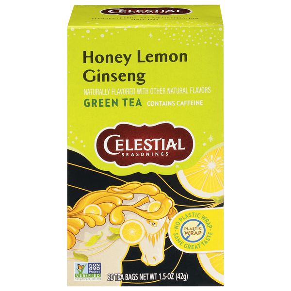 Celestial Seasonings Honey Lemon Ginseng Green Tea Bags 20 Count