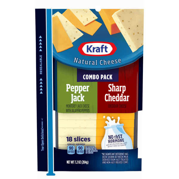 Kraft Natural Cheese Pepper Jack & Sharp Cheddar Cheese Slices