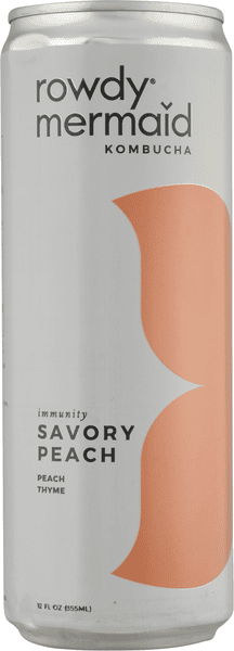 Rowdy Mermaid Immunity Savory Peach Kombucha 12 fl oz Can | Hy-Vee