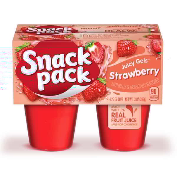 Snack Pack Strawberry Flavored Juicy Gels Cups, 3.25 oz., 4-Count