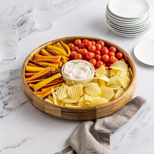 Hy-Vee Seasons Round Acacia Wood Chip and Dip Set Hy-Vee Aisles