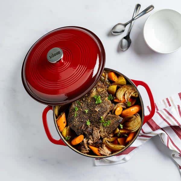 Lodge Enameled Cast Iron Dutch Oven in Red Hy-Vee Aisles