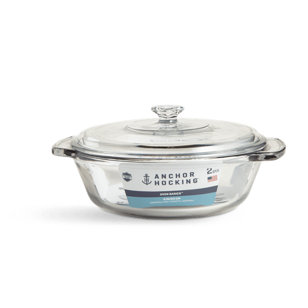 Anchor Hocking 2-Quart Glass Casserole Dish With Lid Oven Safe