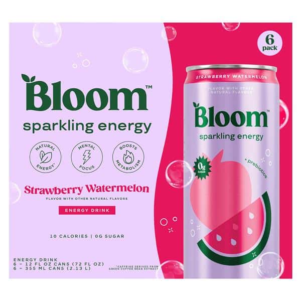 Bloom Straberrry Bloom Sparkling Energy Drink, Strawberry Watermelon, 6Pk | Hy-Vee ...