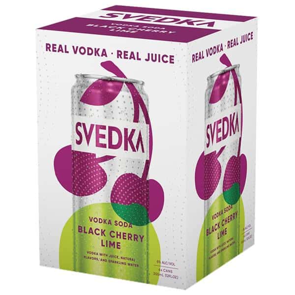 SVEDKA Black Cherry Lime Vodka Soda Canned Cocktail, 4 Pack