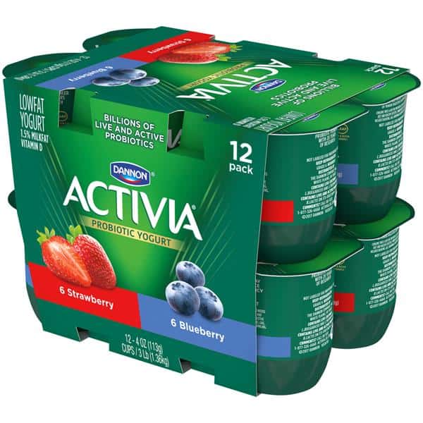 Dannon Activia Strawberry & Blueberry Lowfat Yogurt 12-4 Oz