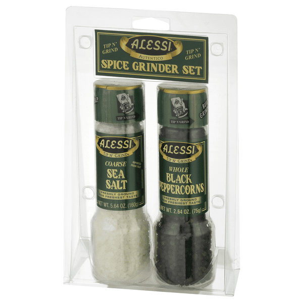 Alessi Spice Grinder Set, Coarse Sea Salt & Whole Black