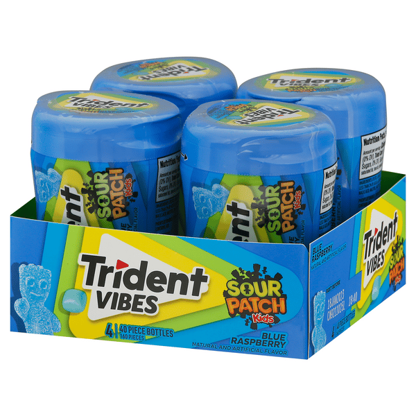 Trident Vibes SOUR PATCH KIDS Blue Raspberry Sugar Free Gum, 40 Piece ...