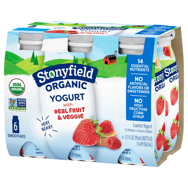 Stonyfield Organic Kids Very Berry Lowfat Yogurt Smoothies 6-3.1 Fl Oz ...
