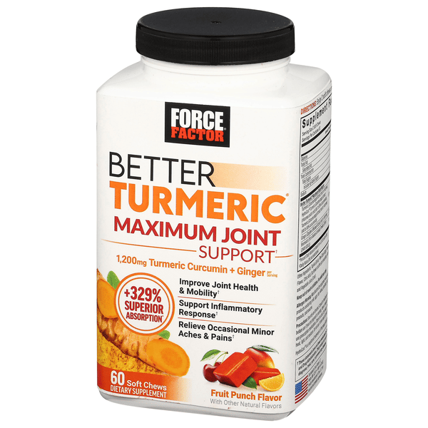 Force Factor 1200 mg Fruit Punch Flavor Better Turmeric 60 Soft Chews ...