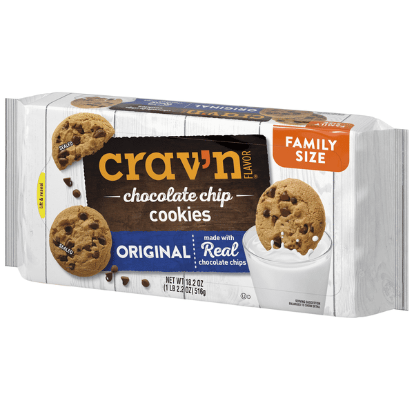 Crav'N Flavor Cookies, Chocolate Chip, Original, Family Size