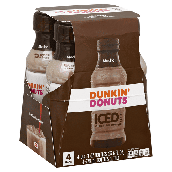 ◆ mocha Dunkin Donuts Mocha Iced Coffee 4 - 9.4 fl oz Bottles | Hy