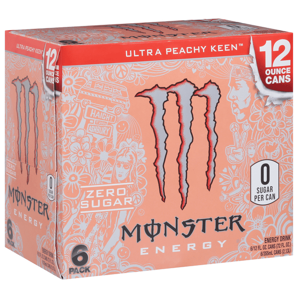 Monster Energy Drink, Ultra Peachy Keen, Zero Sugar 6Pk | Hy