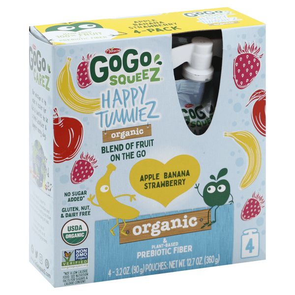 GoGo Squeez Happy Tummiez Apple Banana Strawberry, Organic 4
