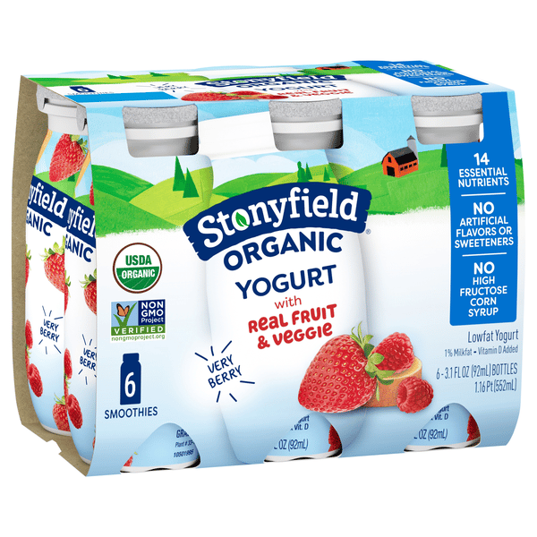 Stonyfield Organic Kids Very Berry Lowfat Yogurt Smoothies 6-3.1 Fl Oz ...