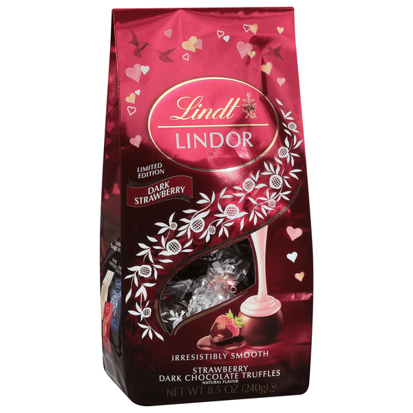 Lindt Lindor Valentine's Strawberry Dark Chocolate Truffles