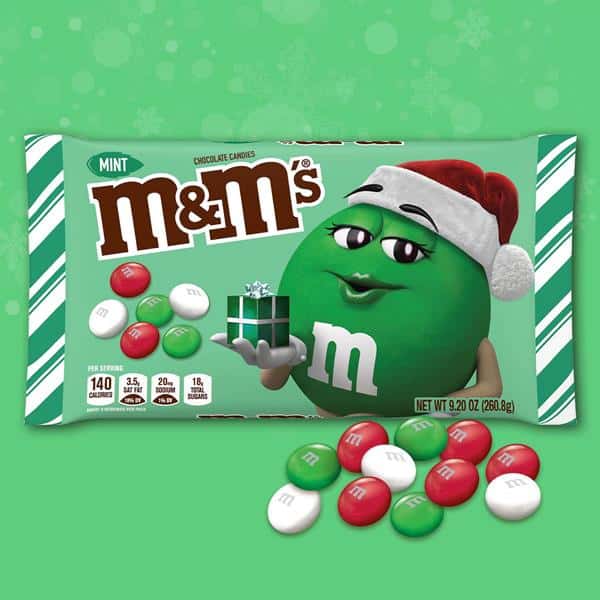M&M'S Holiday Mint Chocolate Christmas Candy, 9.2 oz Bag
