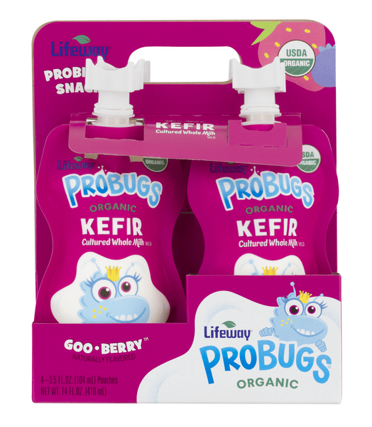 Probugs Lifeway Probugs Organic Kefir Goo Berry Cultured Whole Milk 4-3.5 fl ...