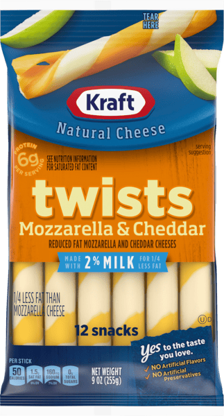 Kraft Twists Reduced Fat Mozzarella & Cheddar Cheese Snacks