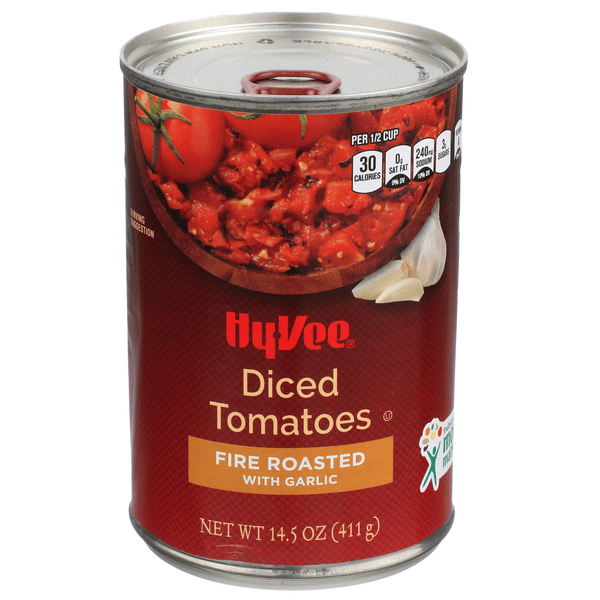 Hy-Vee Fire Roasted Diced Tomatoes with Garlic | Hy-Vee