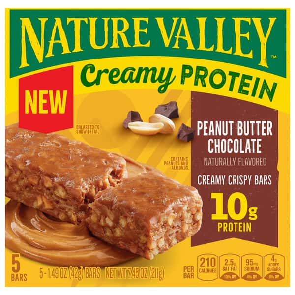 Naturealey Nature Valley Creamy Crispy Bars, Peanut Butter Chocolate, 5-1.49 oz ...