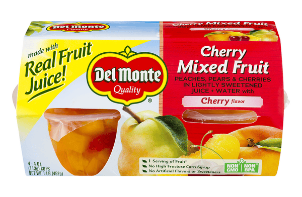 Del Monte Cherry Mixed Fruit In Light Syrup With Cherry Flavor 4 Pack ...
