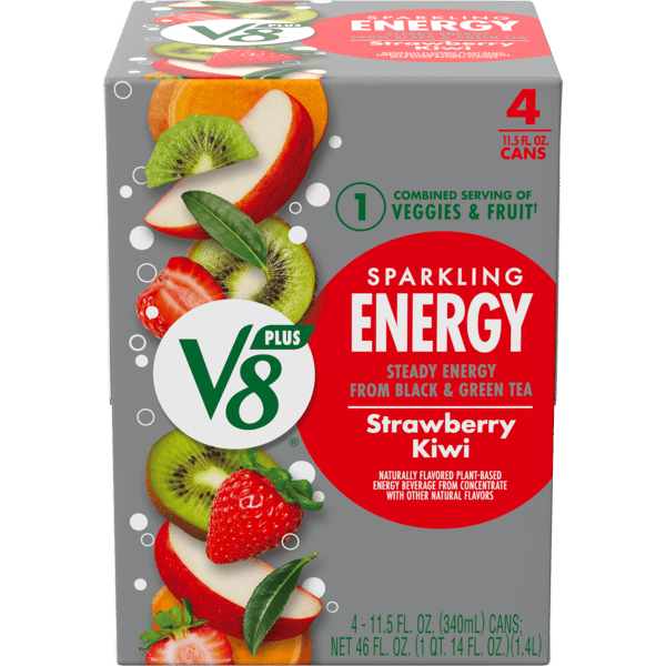 Kiwibean V8 Sparkling +Energy, Strawberry Kiwi, 4Pk | Hy-Vee Aisles