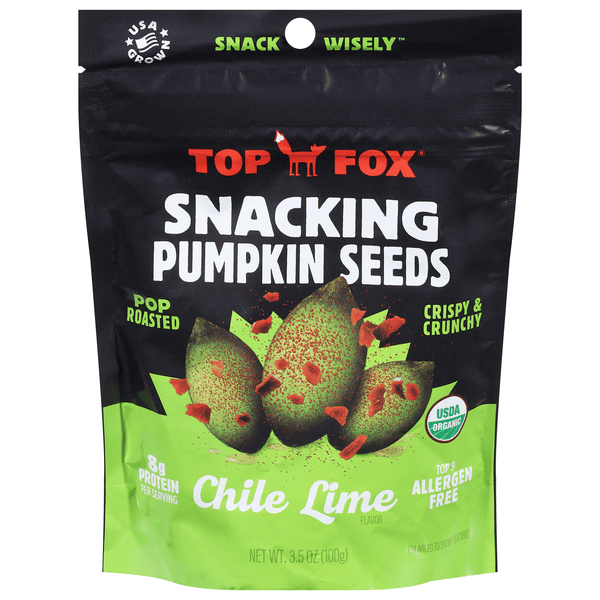 Top Fox Pop-Roasted Chile-Lime Pumpkin Seeds | Hy-Vee Aisles