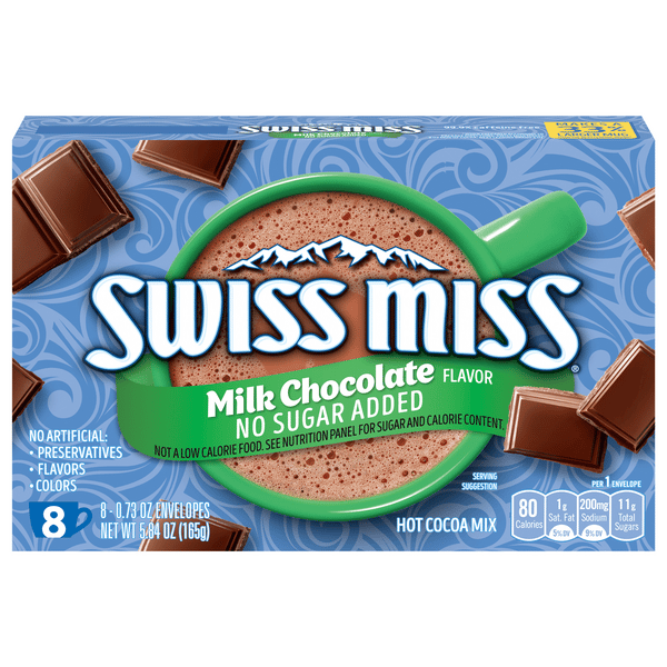 Swiss Miss Hot Cocoa Milk Chocolate No Sugar Added Envelopes
